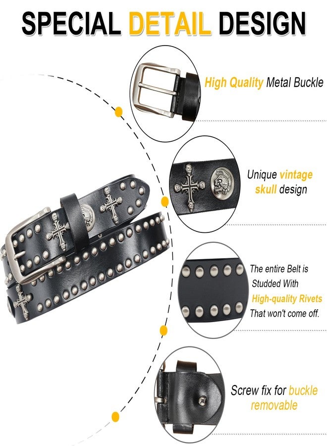 EVERBLTING Skull Studded Belt Y2k Skull Belts Genuine Leather studded belts Emo Belt Y2k Punk Skull Belts y2k 115 - Image 2